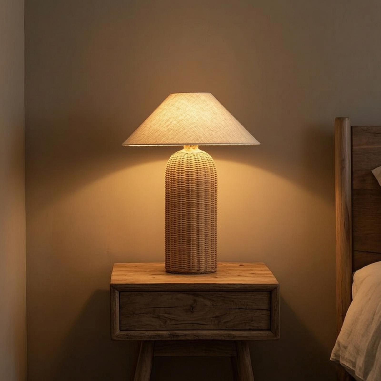 Lighting Decor For Bedroom - Настольная лампа с основанием из ротанга