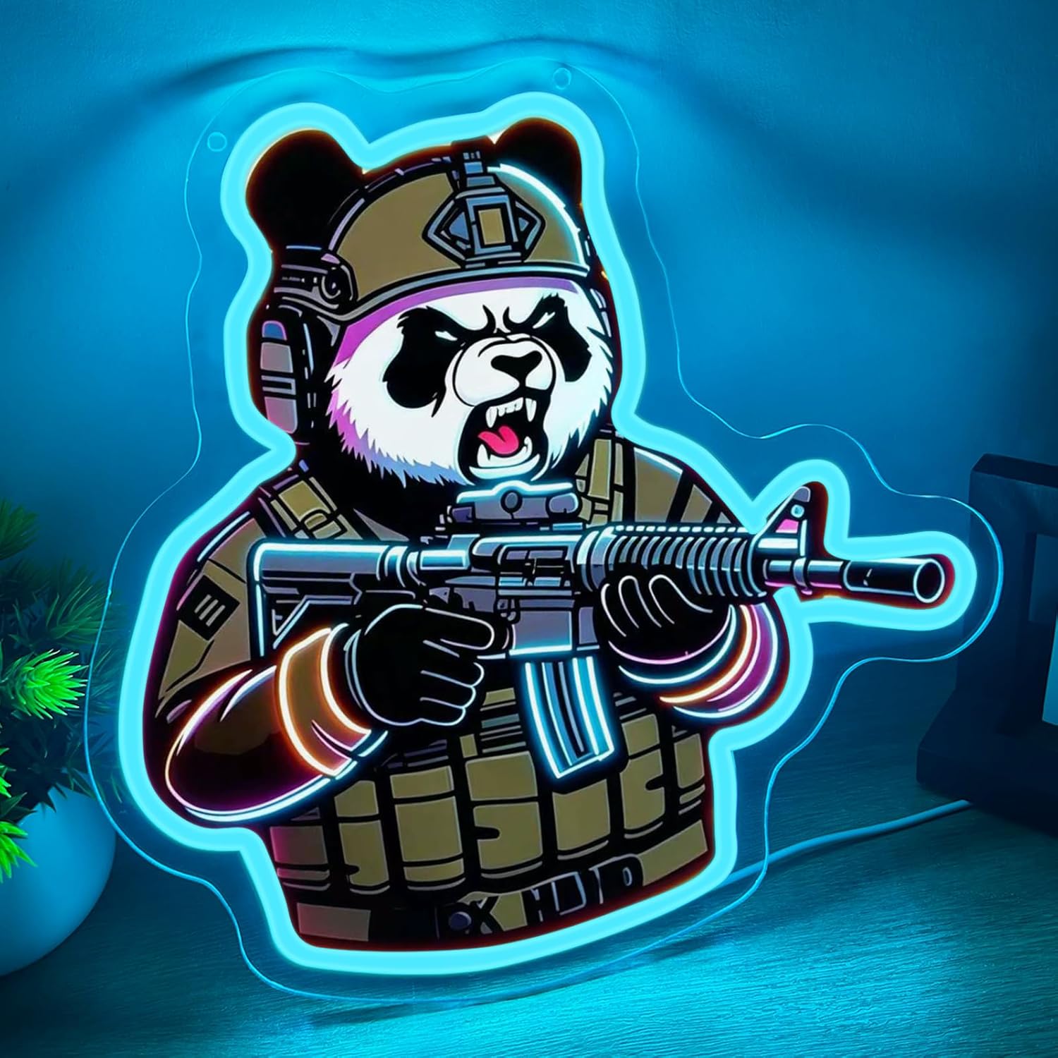 Lighting Decor In Room - Тактическая неоновая вывеска Panda с USB-питанием,