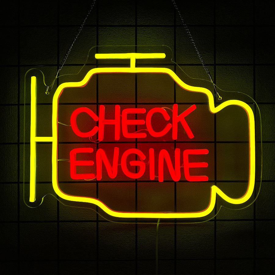 Неоновая вывеска «Check Engine – обзор и цена Lighting Decor Store